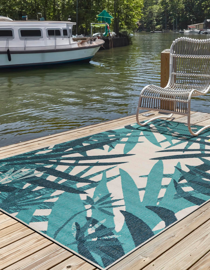 Seaside Blooms Collection Area Rug -  Provence Rectangle Teal blue  lifestyle 10
