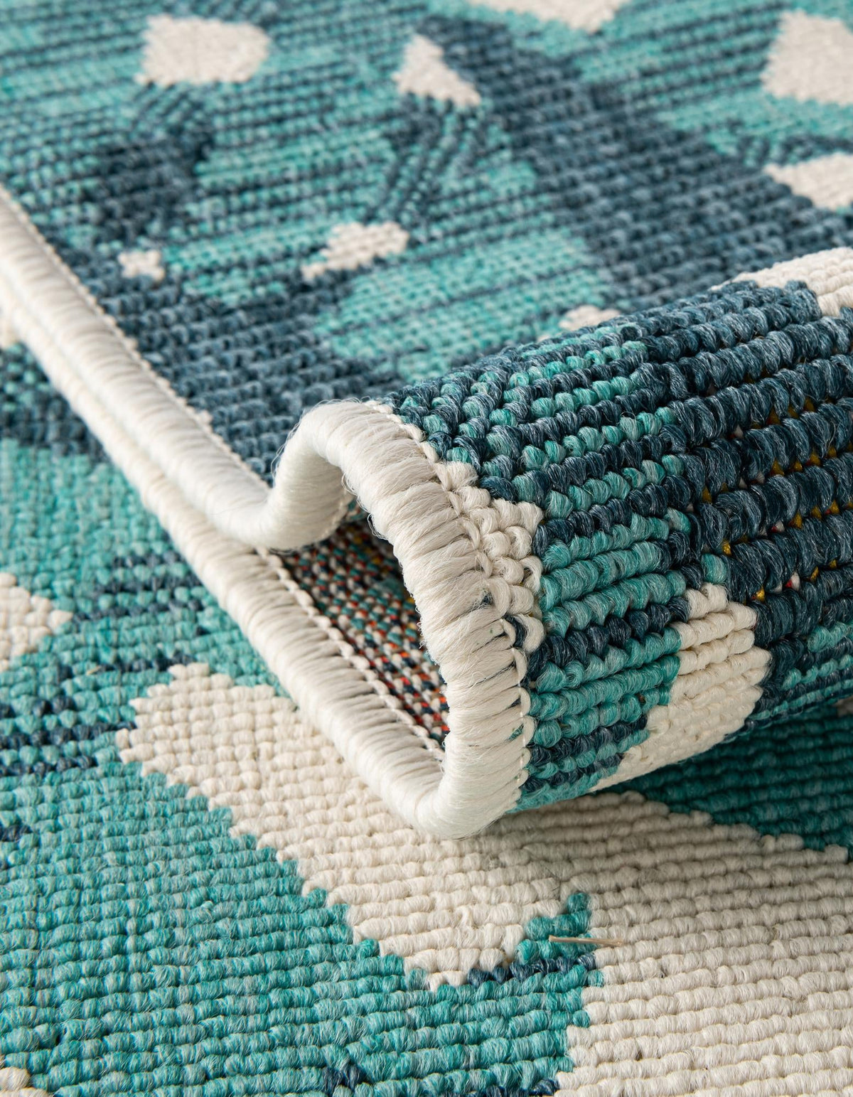 Seaside Blooms Collection Area Rug -  Provence Runner Teal blue  lifestyle 43