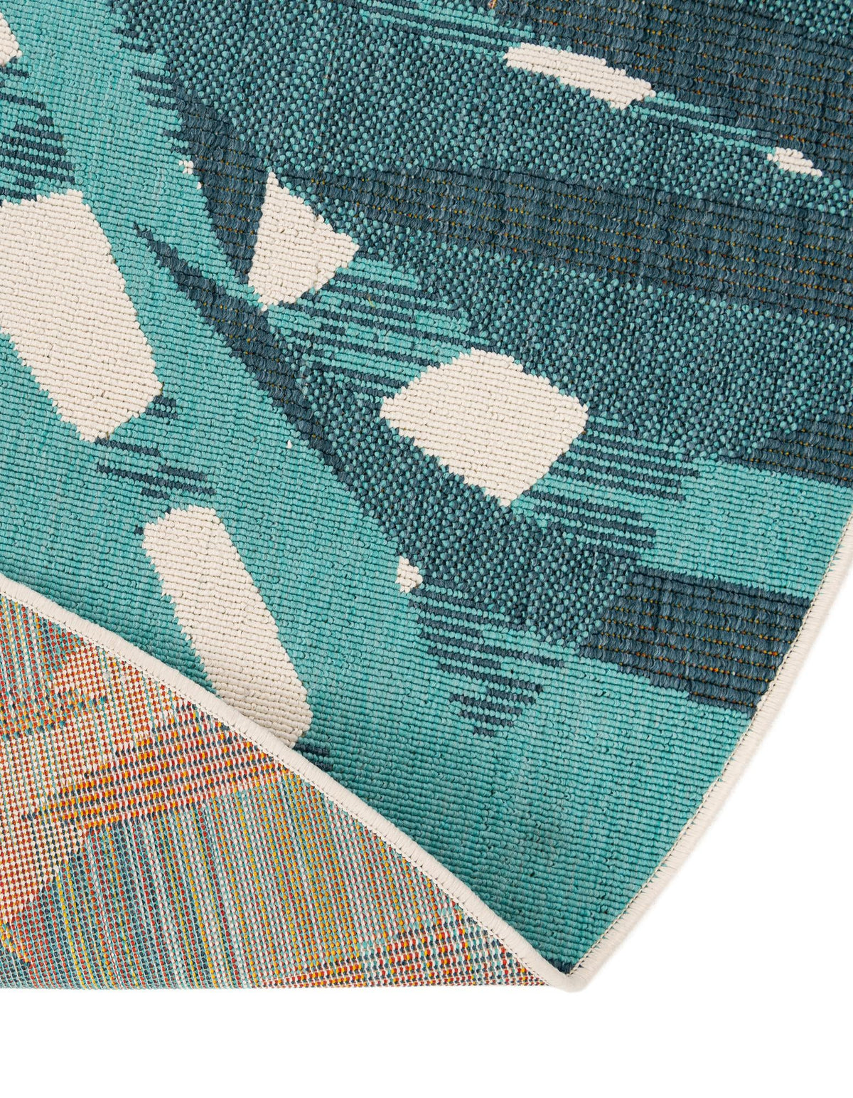 Seaside Blooms Collection Area Rug -  Provence Round Teal blue  lifestyle 48