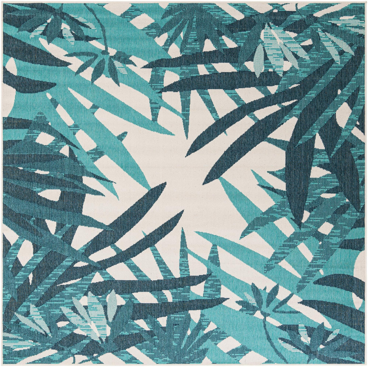 Seaside Blooms Collection Area Rug -  Provence Square Teal blue  lifestyle 41