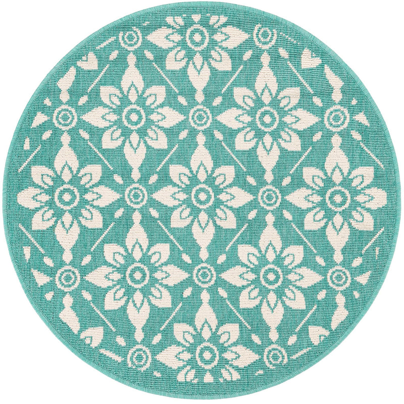 Savannah Pergola Collection Area Rug -  Oasis Round Teal  lifestyle 31