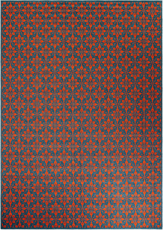 Savannah Pergola Collection Area Rug -  Oasis Rectangle Blue and Red Main