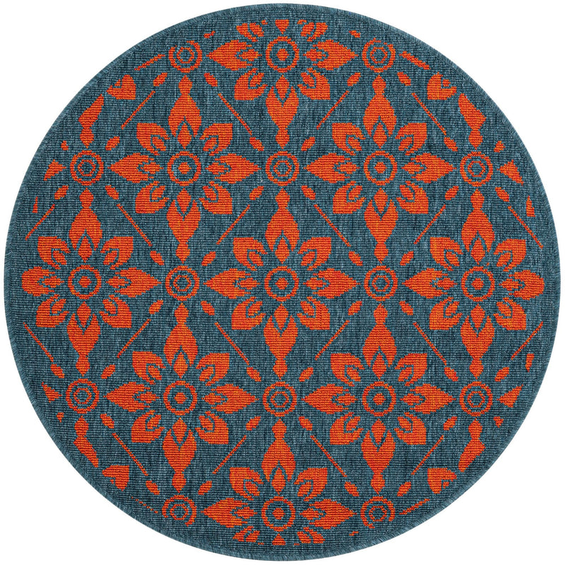 Savannah Pergola Collection Area Rug -  Oasis Round Blue and Red  lifestyle 22