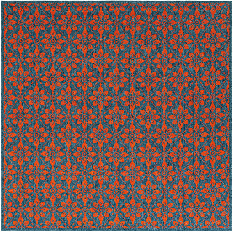 Savannah Pergola Collection Area Rug -  Oasis Square Blue and Red  lifestyle 24