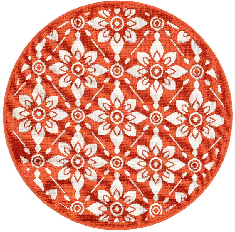 Savannah Pergola Collection Area Rug -  Oasis Round Rust Red  lifestyle 28