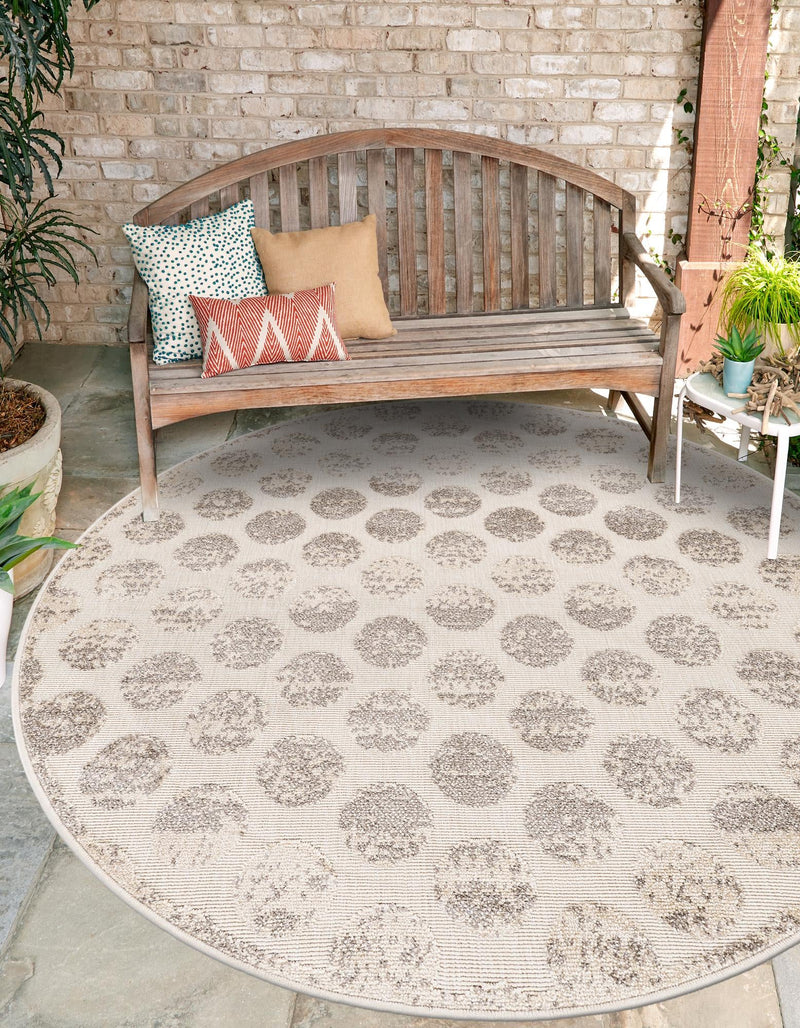 Catalina Cove Outdoor Collection Area Rug -  Capistrano Round Beige and Ivory  lifestyle 71