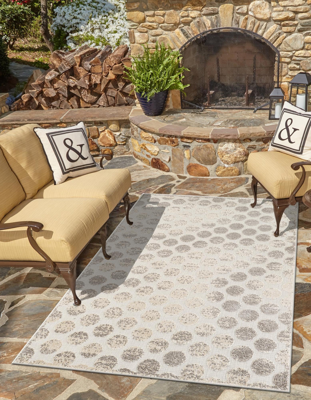 Catalina Cove Outdoor Collection Area Rug -  Capistrano Rectangle Beige and Ivory  lifestyle 4