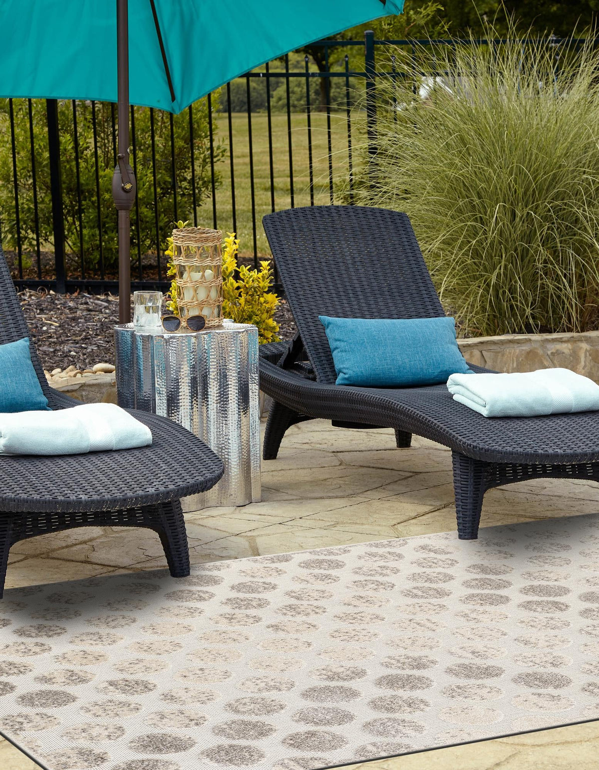 Catalina Cove Outdoor Collection Area Rug -  Capistrano Rectangle Beige and Ivory  lifestyle 7