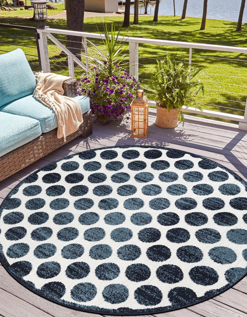 Catalina Cove Outdoor Collection Area Rug -  Capistrano Round Navy Blue  lifestyle 76