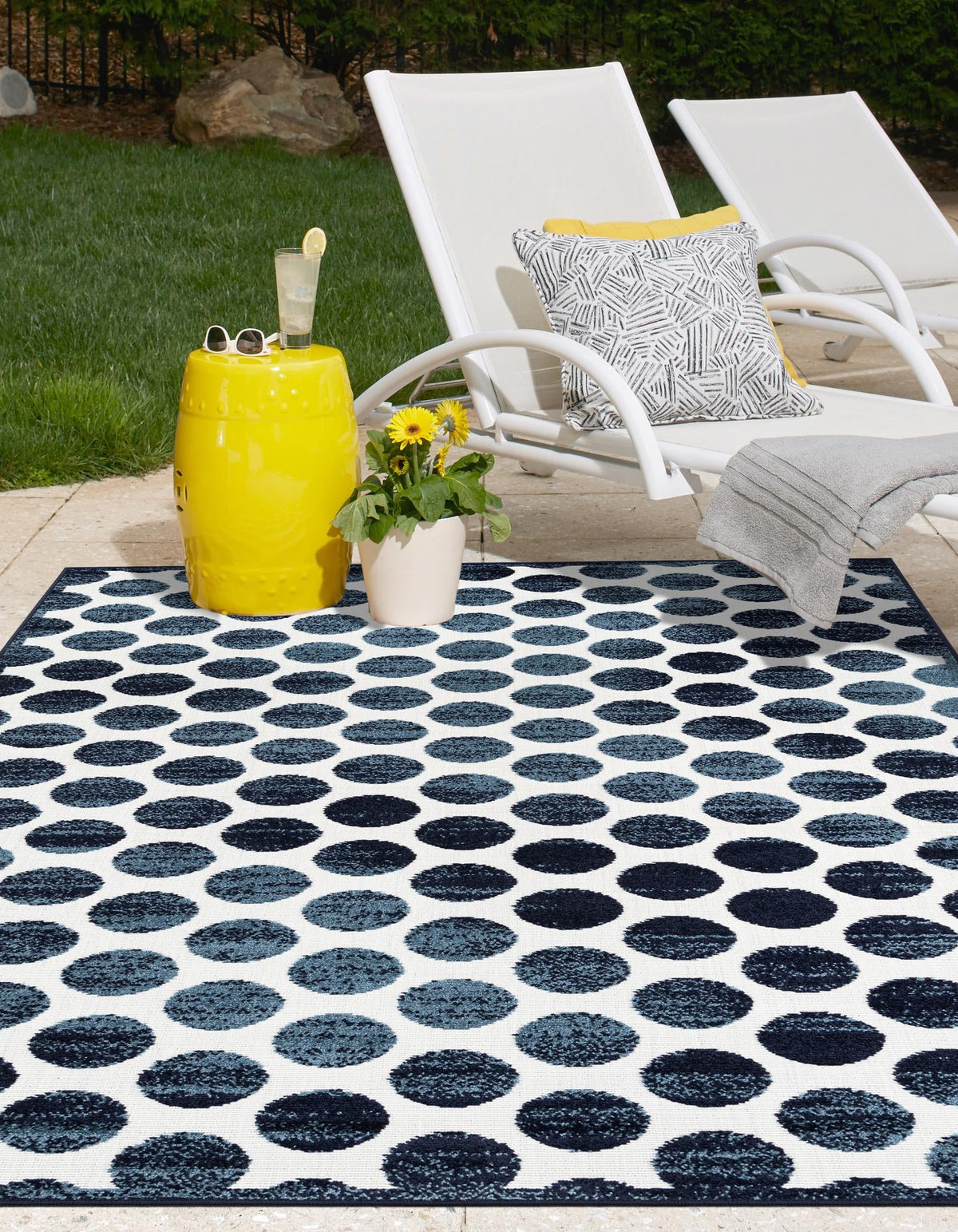 Catalina Cove Outdoor Collection Area Rug -  Capistrano Rectangle Navy Blue  lifestyle 12