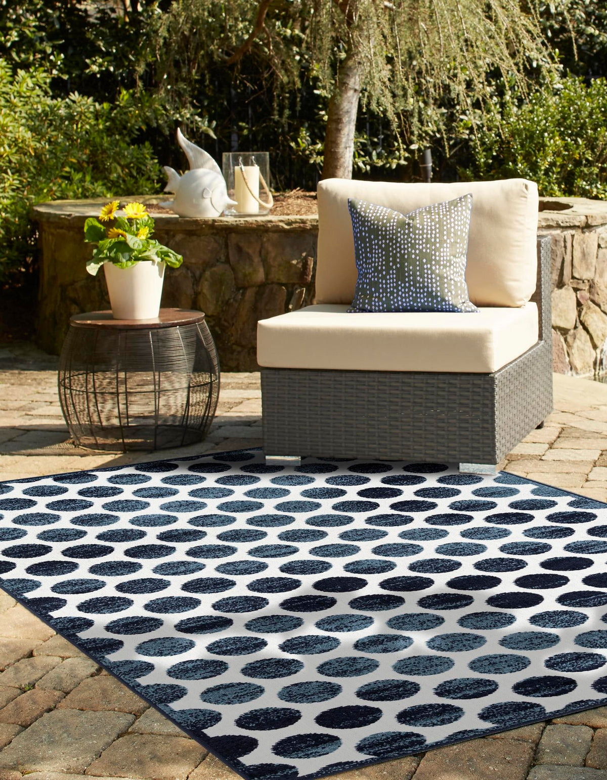 Catalina Cove Outdoor Collection Area Rug -  Capistrano Rectangle Navy Blue  lifestyle 30
