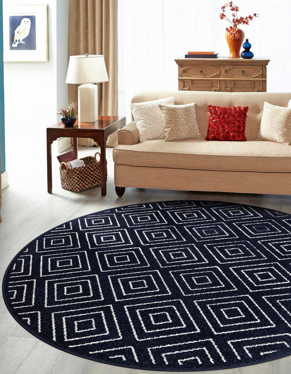 Catalina Cove Outdoor Collection Area Rug -  Venice Round Navy Blue  lifestyle 99