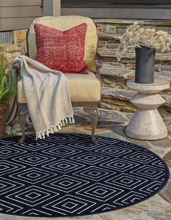 Catalina Cove Outdoor Collection Area Rug -  Venice Round Navy Blue  lifestyle 106