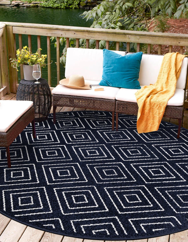Catalina Cove Outdoor Collection Area Rug -  Venice Round Navy Blue  lifestyle 120
