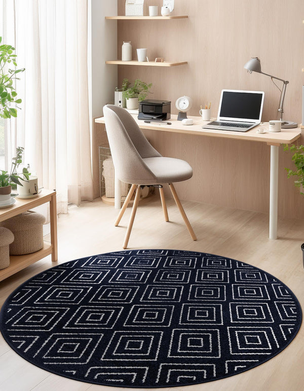 Catalina Cove Outdoor Collection Area Rug -  Venice Round Navy Blue  lifestyle 127