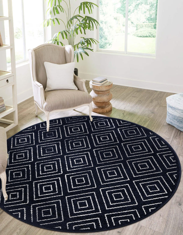 Catalina Cove Outdoor Collection Area Rug -  Venice Round Navy Blue  lifestyle 141