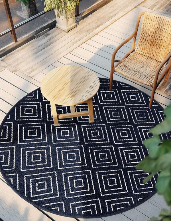 Catalina Cove Outdoor Collection Area Rug -  Venice Round Navy Blue  lifestyle 148