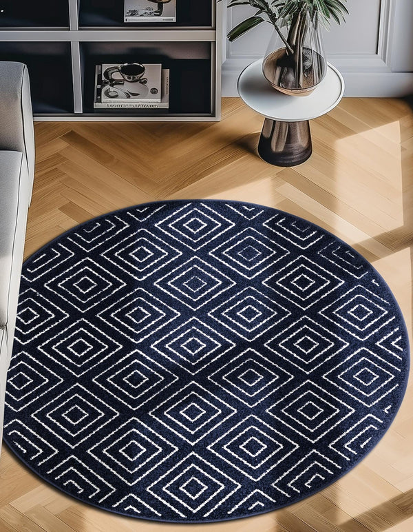 Catalina Cove Outdoor Collection Area Rug -  Venice Round Navy Blue  lifestyle 155