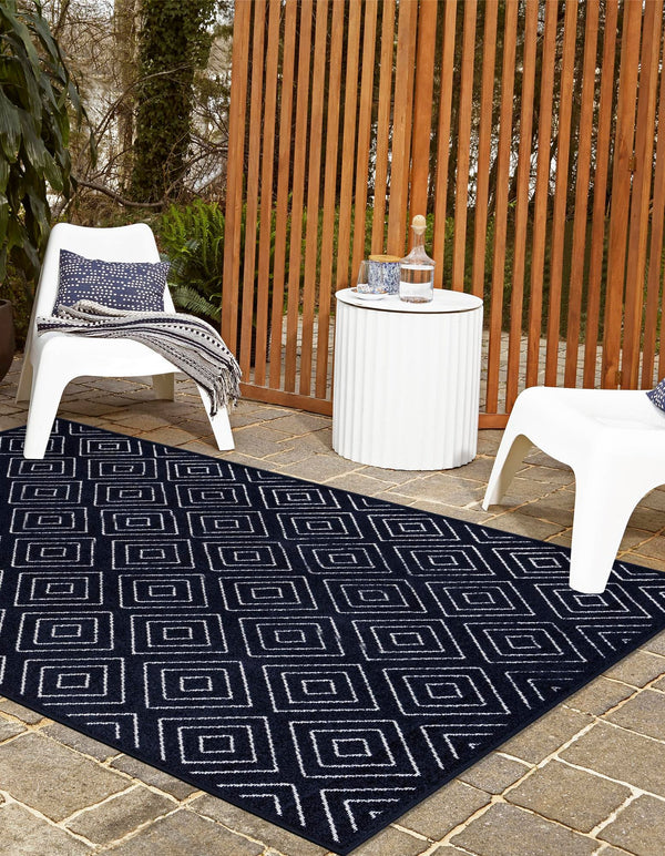 Catalina Cove Outdoor Collection Area Rug -  Venice Rectangle Navy Blue  lifestyle 37