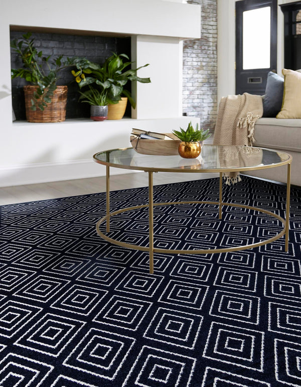 Catalina Cove Outdoor Collection Area Rug -  Venice Square Navy Blue  lifestyle 135