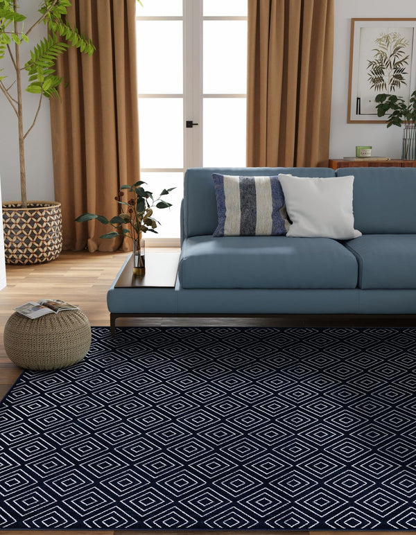 Catalina Cove Outdoor Collection Area Rug -  Venice Square Navy Blue  lifestyle 159