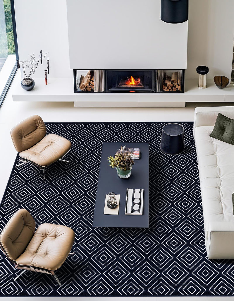 Catalina Cove Outdoor Collection Area Rug -  Venice Square Navy Blue  lifestyle 183