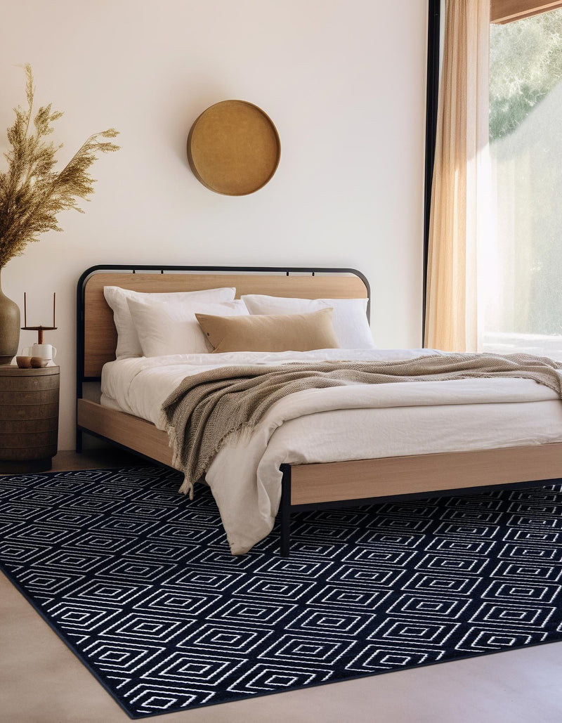 Catalina Cove Outdoor Collection Area Rug -  Venice Square Navy Blue  lifestyle 207