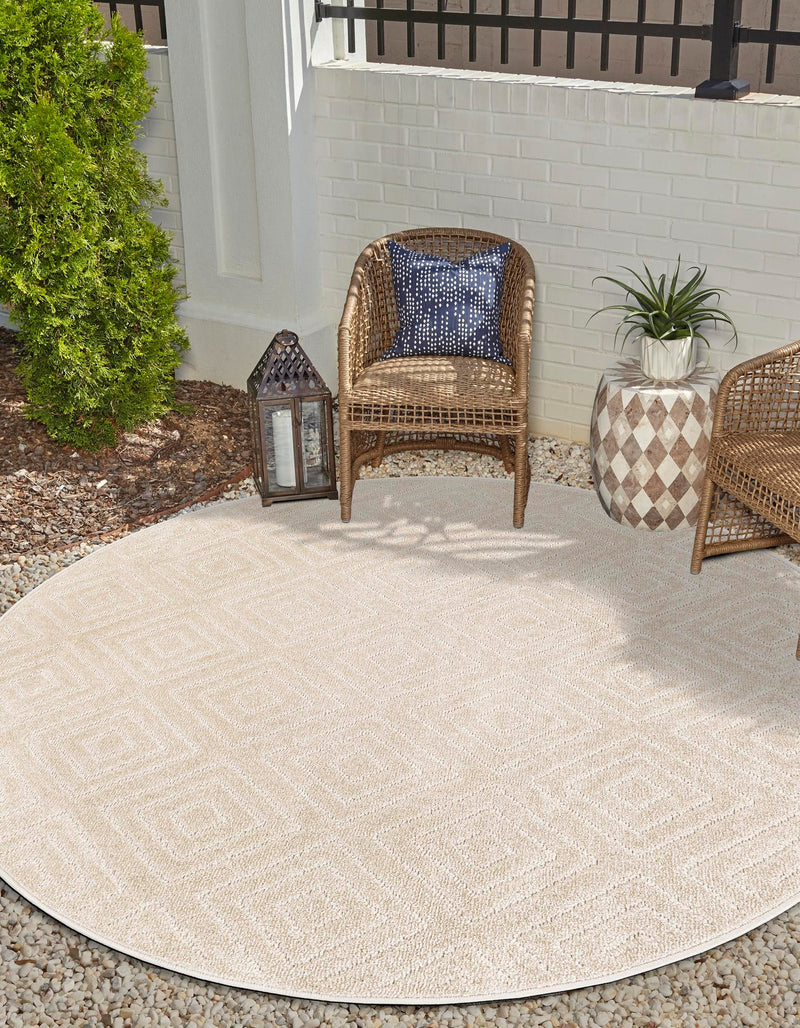 Catalina Cove Outdoor Collection Area Rug -  Venice Round Beige  lifestyle 95