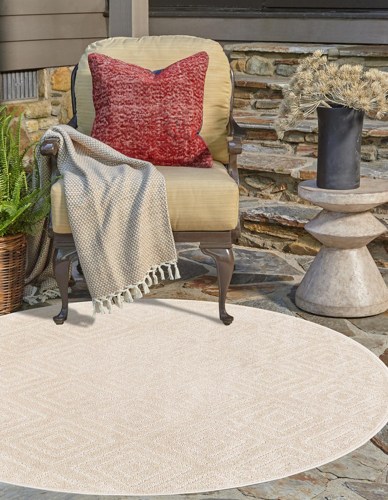 Catalina Cove Outdoor Collection Area Rug -  Venice Round Beige  lifestyle 144