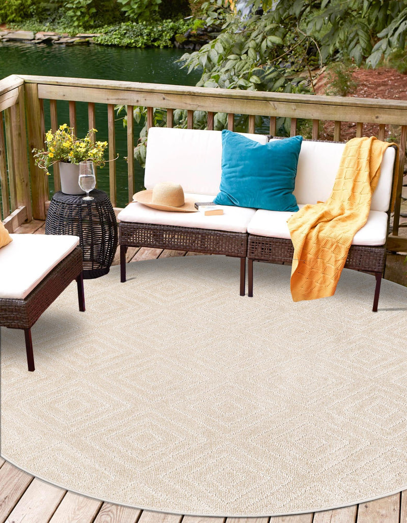 Catalina Cove Outdoor Collection Area Rug -  Venice Round Beige  lifestyle 151