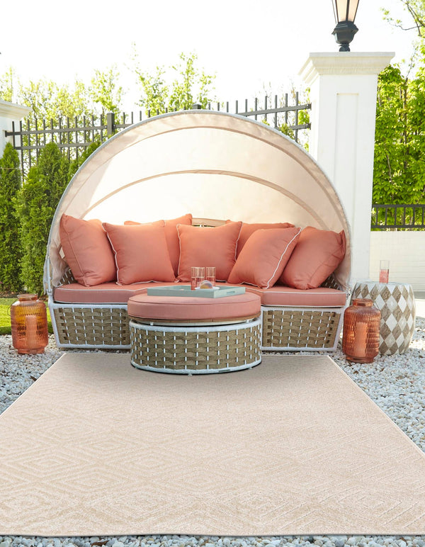 Catalina Cove Outdoor Collection Area Rug -  Venice Rectangle Beige  lifestyle 14