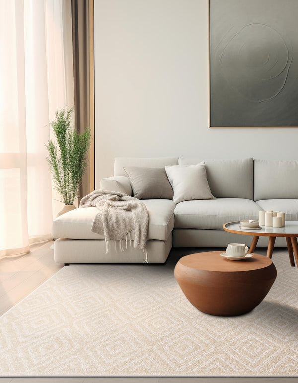 Catalina Cove Outdoor Collection Area Rug -  Venice Square Beige  lifestyle 101