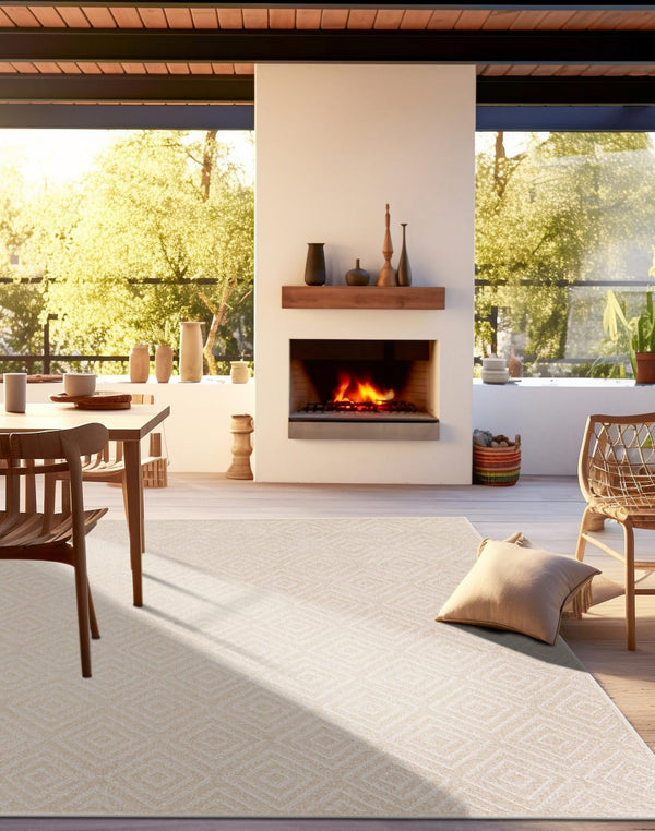 Catalina Cove Outdoor Collection Area Rug -  Venice Square Beige  lifestyle 136
