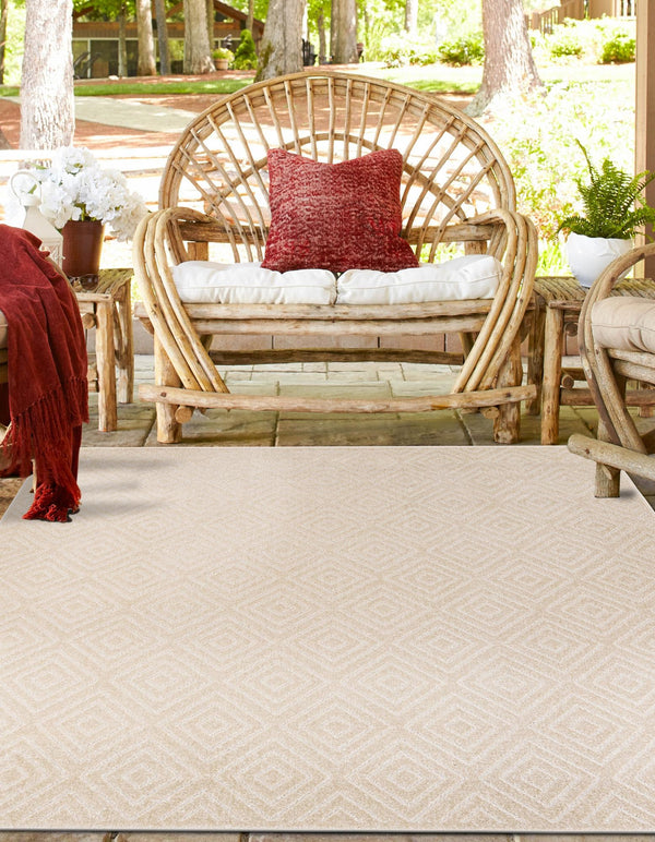 Catalina Cove Outdoor Collection Area Rug -  Venice Square Beige  lifestyle 150