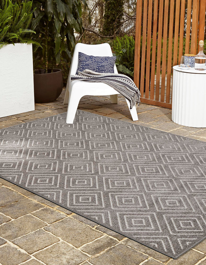 Catalina Cove Outdoor Collection Area Rug -  Venice Rectangle Gray  lifestyle 8