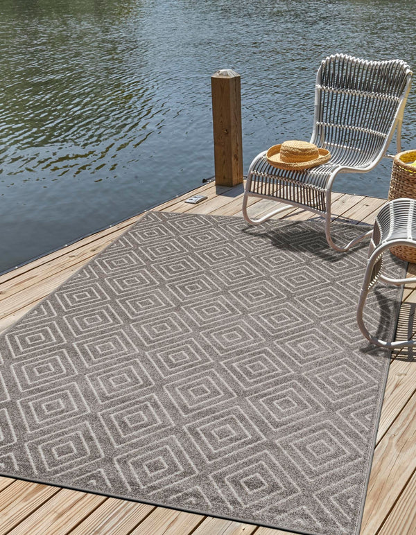 Catalina Cove Outdoor Collection Area Rug -  Venice Rectangle Gray  lifestyle 12