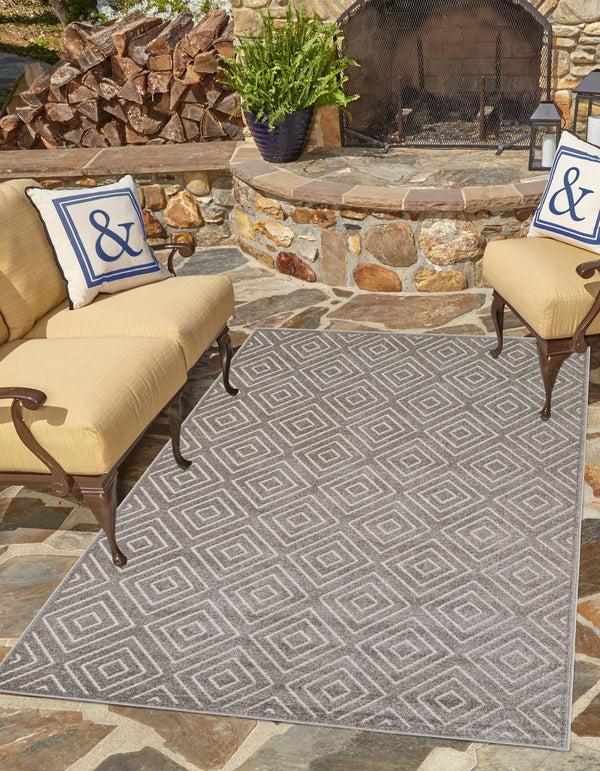 Catalina Cove Outdoor Collection Area Rug -  Venice Rectangle Gray  lifestyle 24