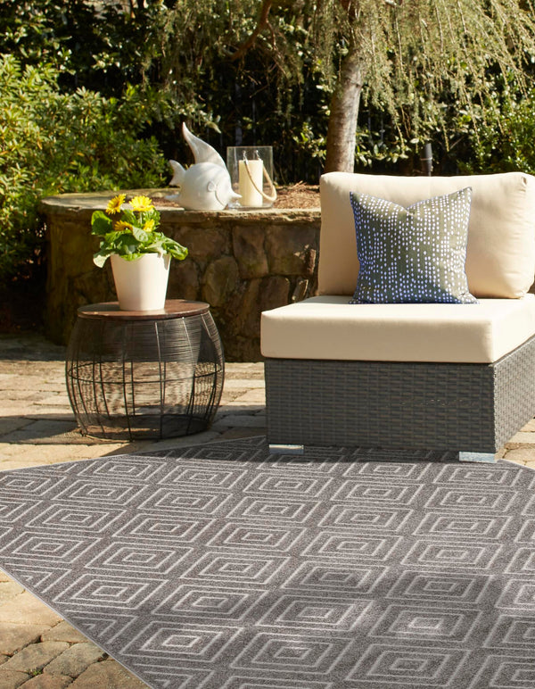 Catalina Cove Outdoor Collection Area Rug -  Venice Rectangle Gray  lifestyle 28