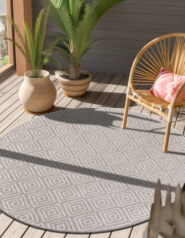 Catalina Cove Outdoor Collection Area Rug -  Venice Round Gray  lifestyle 111
