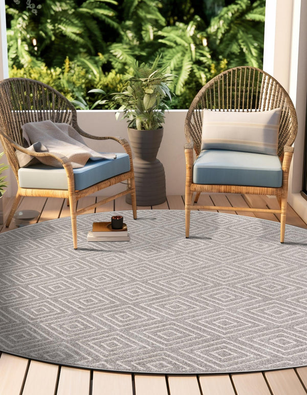 Catalina Cove Outdoor Collection Area Rug -  Venice Round Gray  lifestyle 139