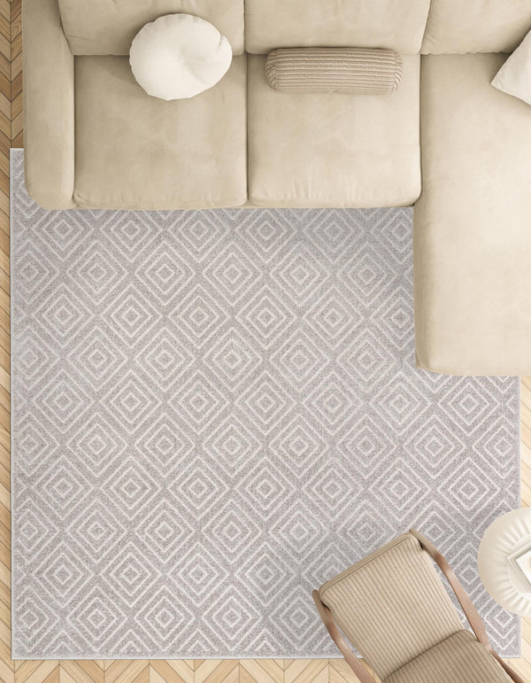 Catalina Cove Outdoor Collection Area Rug -  Venice Square Gray  lifestyle 209