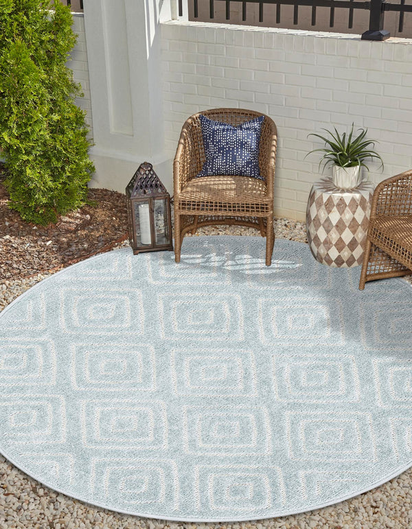 Catalina Cove Outdoor Collection Area Rug -  Venice Round Light Blue  lifestyle 102