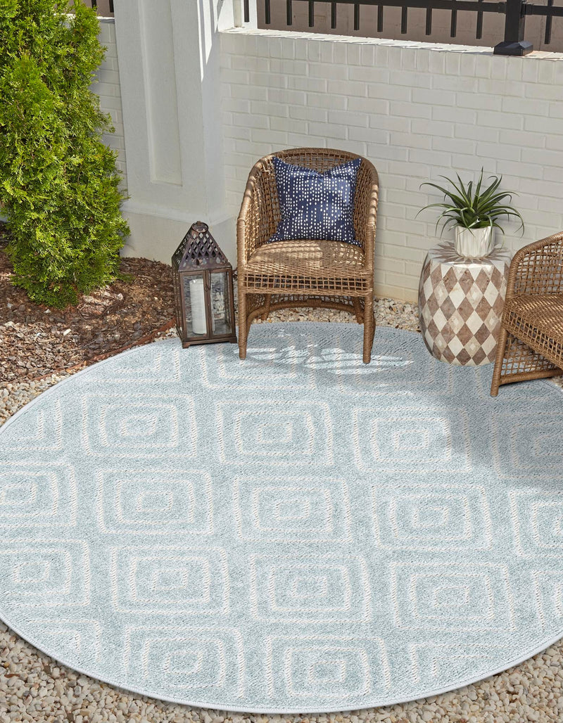 Catalina Cove Outdoor Collection Area Rug -  Venice Round Light Blue  lifestyle 102