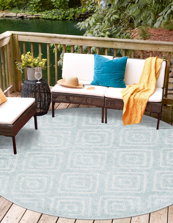Catalina Cove Outdoor Collection Area Rug -  Venice Round Light Blue  lifestyle 126