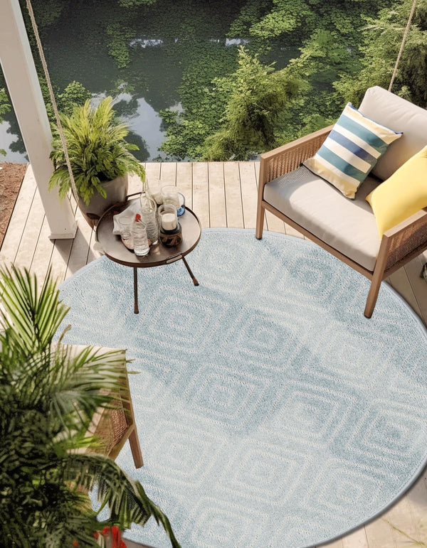 Catalina Cove Outdoor Collection Area Rug -  Venice Round Light Blue  lifestyle 150