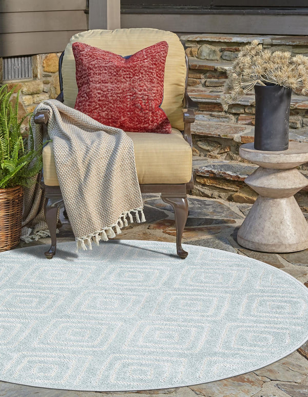 Catalina Cove Outdoor Collection Area Rug -  Venice Round Light Blue  lifestyle 174