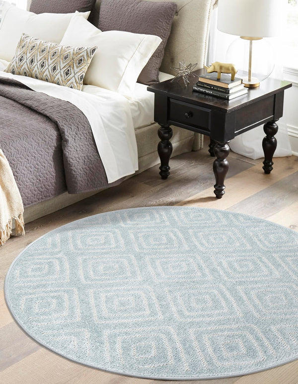 Catalina Cove Outdoor Collection Area Rug -  Venice Round Light Blue  lifestyle 186