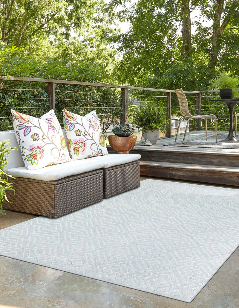 Catalina Cove Outdoor Collection Area Rug -  Venice Rectangle Light Blue  lifestyle 7