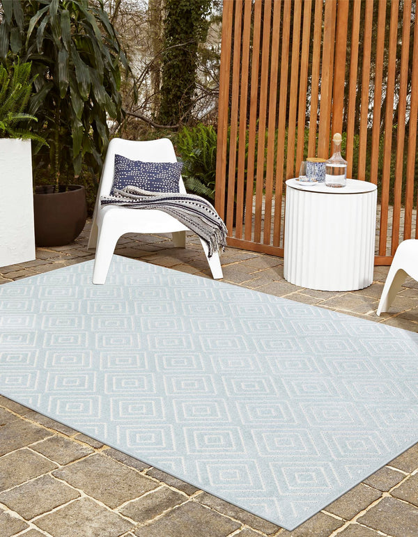Catalina Cove Outdoor Collection Area Rug -  Venice Rectangle Light Blue  lifestyle 15