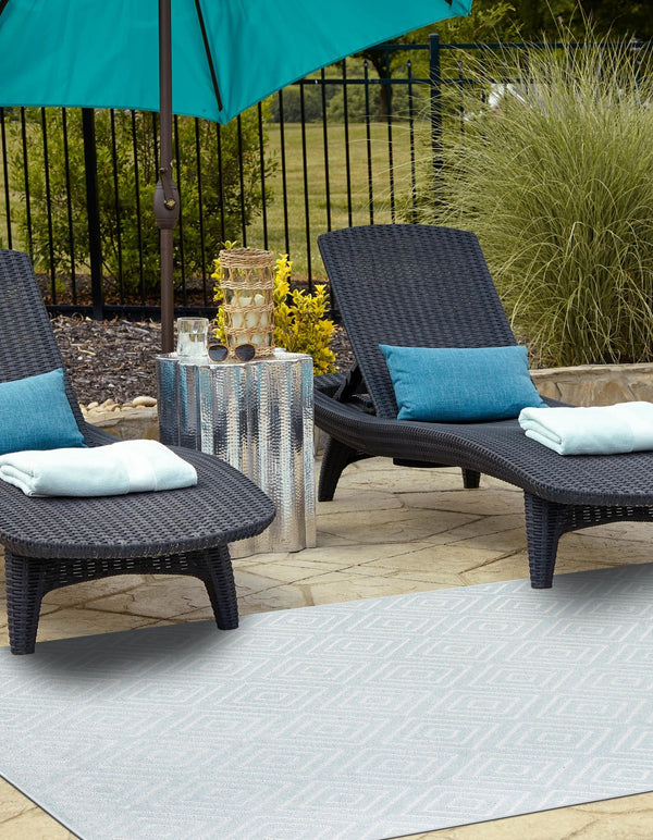 Catalina Cove Outdoor Collection Area Rug -  Venice Rectangle Light Blue  lifestyle 39